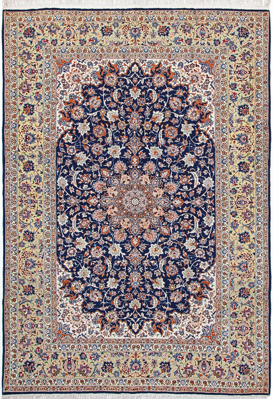 Semi-Antique Persian Isfahan Wool & Silk Rug