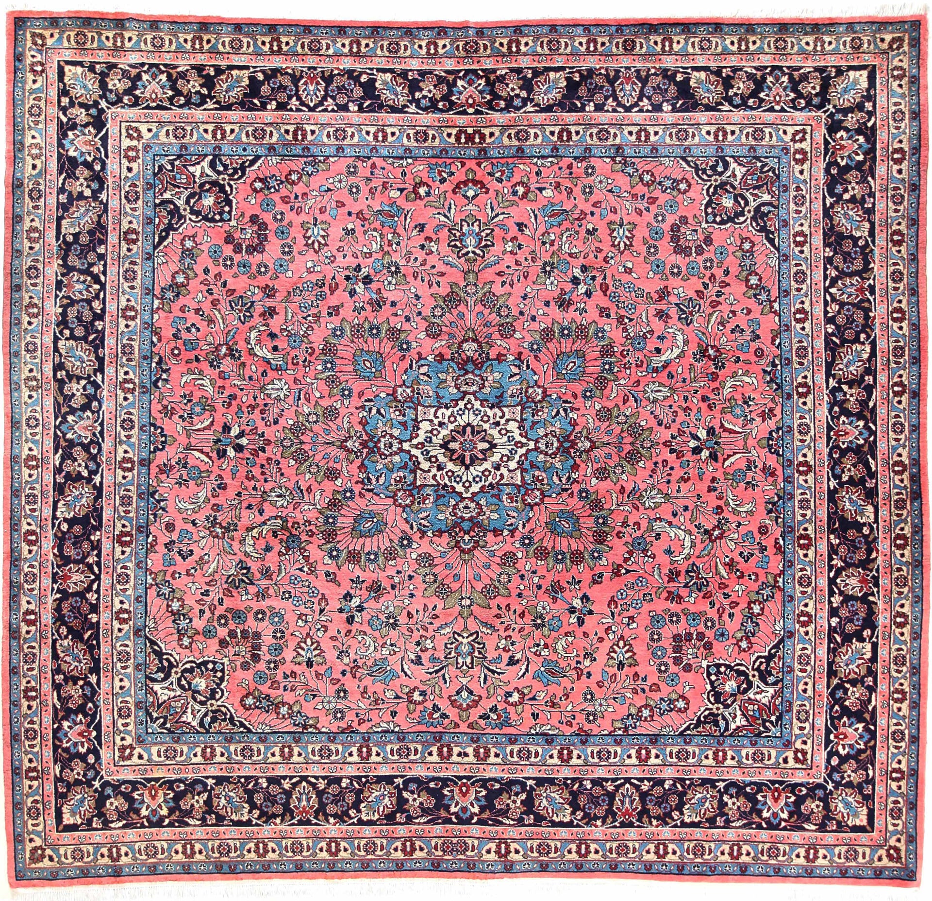 Semi-Antique Persian Mehraban Square Rug