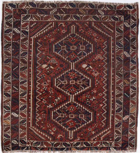 Antique Persian Shiraz Square Rug