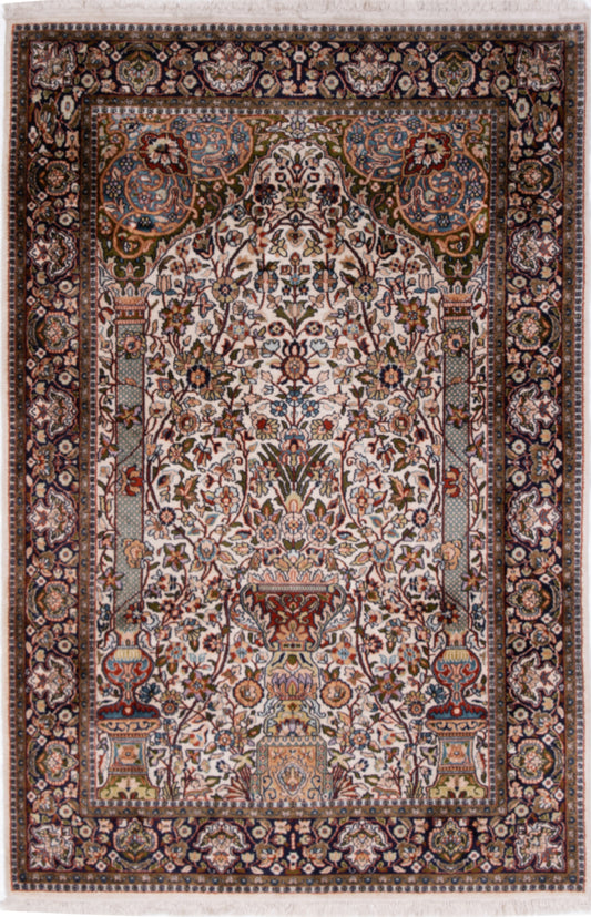 Semi-Antique Indian Kashmir Silk Rug