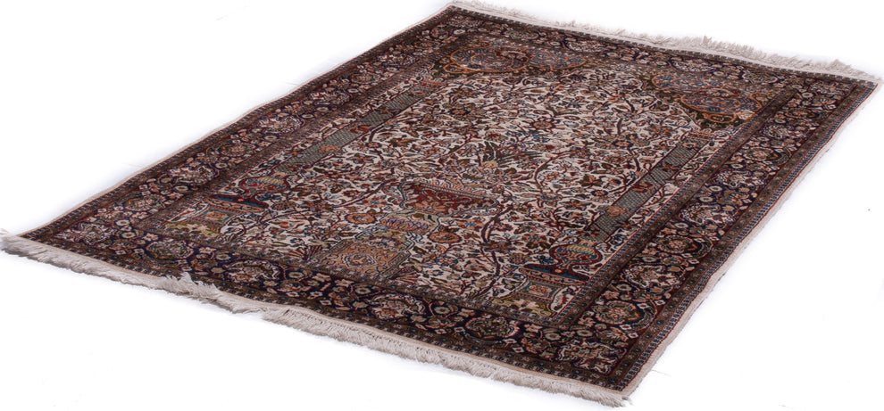 Hand-Knotted Semi-Antique Indian Kashmir Silk Rug - Ref 3297 - 182 x ...