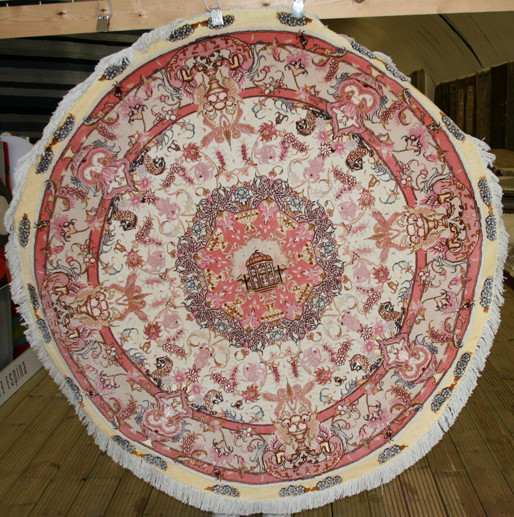 Persian Tabriz Wool & Silk Square Rug