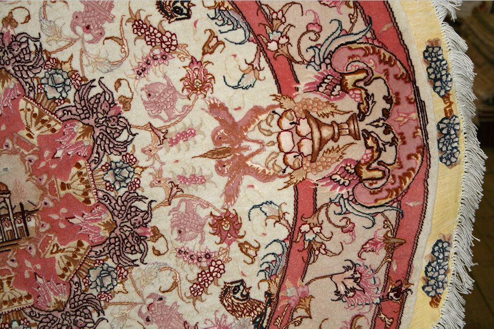 Persian Tabriz Wool & Silk Square Rug