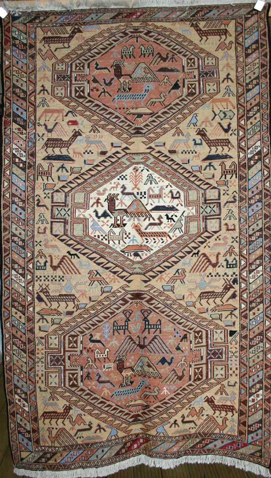 Persian Azari Wool & Silk Soumak Rug