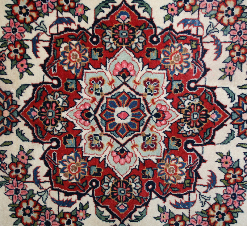 Semi-Antique Persian Kashan Square Rug